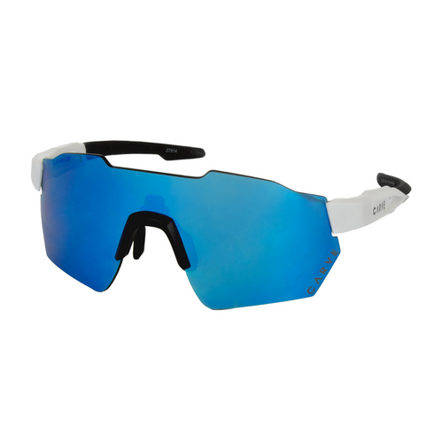 Carve LEVEL UP Performance Sunglasses - Matt White Frame, Rose Shaded Grey Internal Lens with Blue Iridium Outer Lens Coating