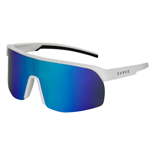 Carve VELOCITY Performance Sunglasses - Gloss White Frame, Grey Lens with Blue Iridium