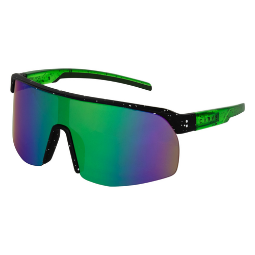 Carve VELOCITY Performance Sunglasses - Matt Black/Crystal Green Frame, Grey Lens with Green Iridium