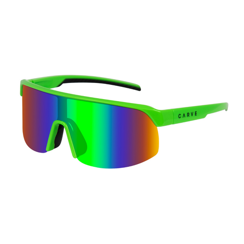 Carve VELOCITY Performance Sunglasses - Gloss Lime Frame Grey Green Iridium Lens