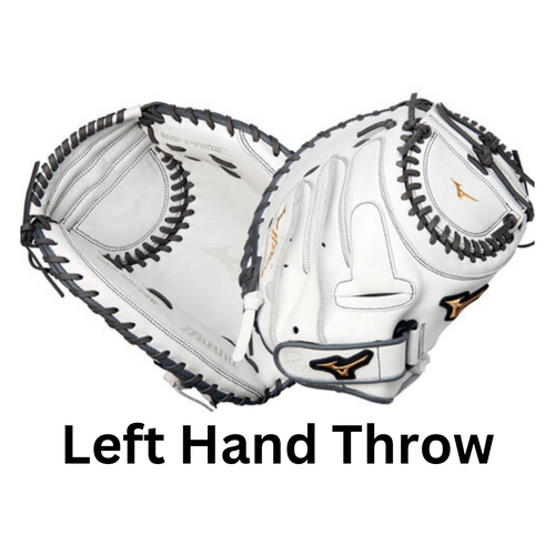 Mizuno MVP Prime Softball LHT Catchers Glove 34 inch GXS50PF4W White/Gold Left Hand Throw