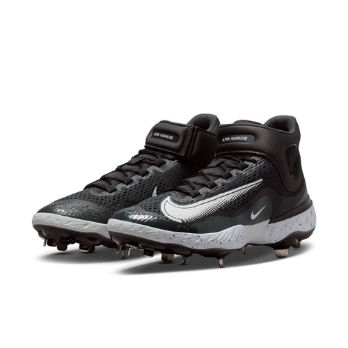 Nike Alpha Huarache Elite 4 MID Metal Cleats - Black/Dark Smoke/White