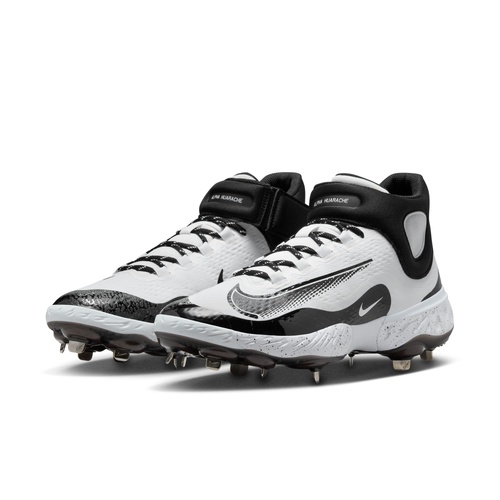 Nike Alpha Huarache Elite 4 MID Metal Cleats - White/Black