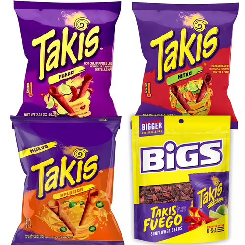 Takis Taster Pack - 3 x Chips + 1 x Seeds